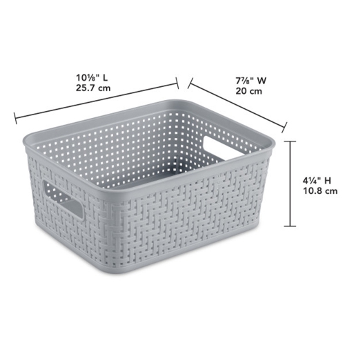 Sterilite 10x8x4.25 Inch Rectangular Short Basket for Home Organization
