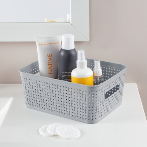 Sterilite 10x8x4.25 Inch Rectangular Short Basket for Home Organization