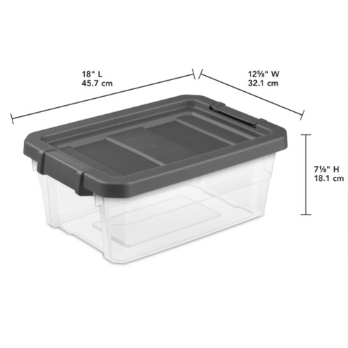 Sterilite 16 Qt Clear Plastic Stacking Storage Containers w/ Gray Lid