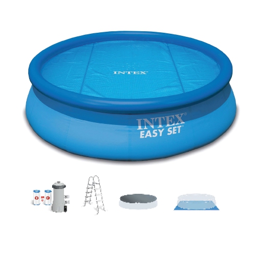 Piscine hors terre gonflable Easy Set 15&nbsp;pi x 48&nbsp;po d'Intex avec pompe et couvercle solaire