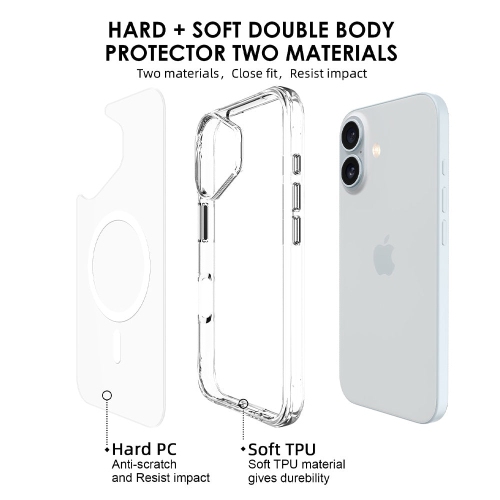 Uolo Protection Bundle for iPhone 16 Plus – Shield Tempered Glass with Alignment Tray & Soul+ Clear MagSafe Case | Screen Protector + Shockproof Slim