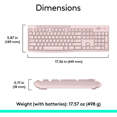 Refurbished Logitech MK270 Wireless Keyboard and Mouse Combo for Windows, 2.4 GHz, 8 Multimedia Keys, PC, Laptop, Wireless Keyboard Compact Mouse