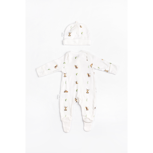 THE ELK BABY  Premium Organic Cotton Elk Print Play And Grow Zippy