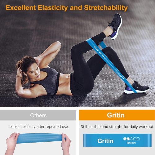 Resistance Bands, Set of 5 Skin-Friendly Resistance Fitness Exercise Loop Bands with 5 Different Strength Levels, Travel Carrying Case Included,