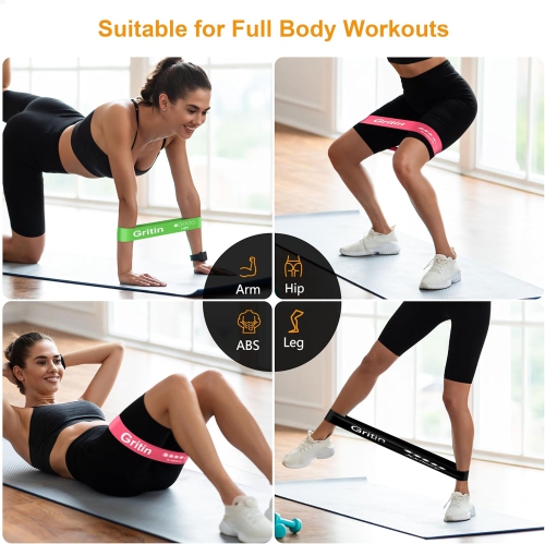 Resistance Bands, Set of 5 Skin-Friendly Resistance Fitness Exercise Loop Bands with 5 Different Strength Levels, Travel Carrying Case Included,