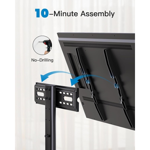 Universal TV Stand - Table Top TV Stand for 32-60 inch LCD LED TVs - Height Adjustable TV Base Stand with Tempered Glass Base & Wire Management, VESA