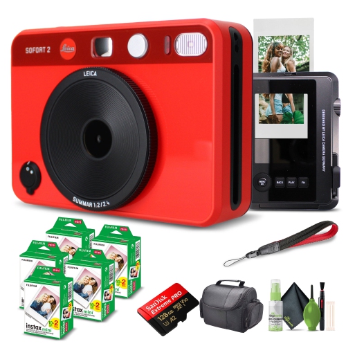 Leica Sofort 2 Hybrid Instant and Digital Camera + Instant Film 100 Sheets Red
