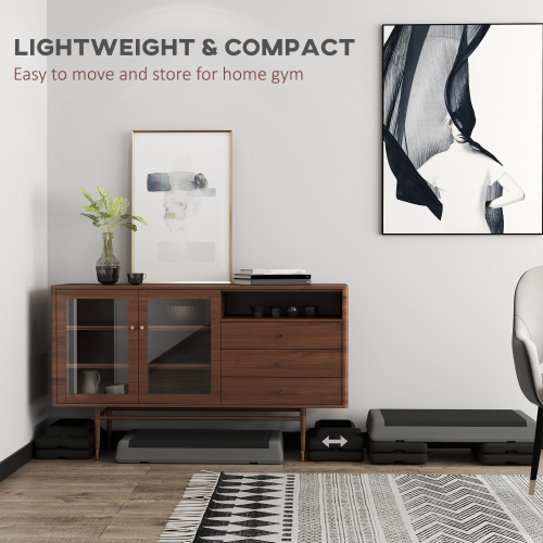 Soozier – Simulateur d'escalier d'aérobie réglable, 3 niveaux avec élévateurs, 4, 6 et 8&nbsp;po, plateforme d'exercice pour entraînement à domicile,