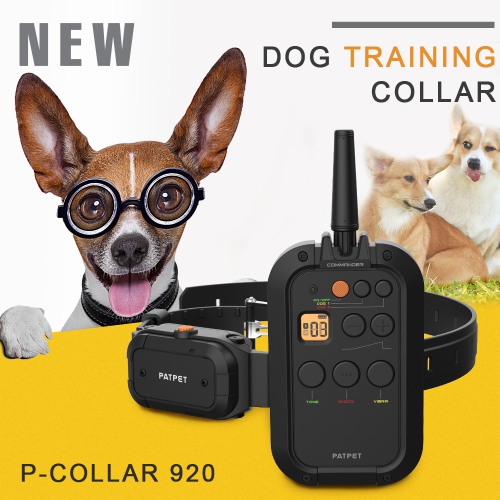 Collier d'entraînement pour chiens PATPET avec télécommande, collier amortisseur rechargeable et étanche 3/4 Mile Range E pour grand chien