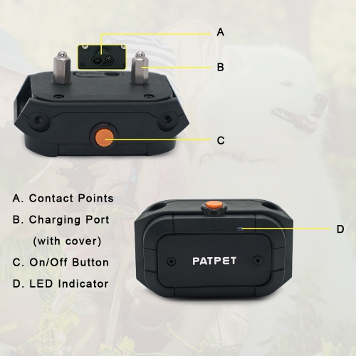 Collier d'entraînement pour chiens PATPET avec télécommande, collier amortisseur rechargeable et étanche 3/4 Mile Range E pour grand chien