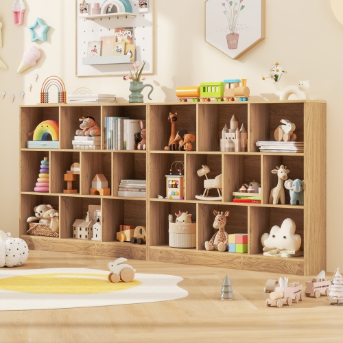 Wooden Toy Storage Organizer with 10 Cubes for Kids Room or Playroom