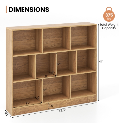 Wooden Toy Storage Organizer with 10 Cubes for Kids Room or Playroom