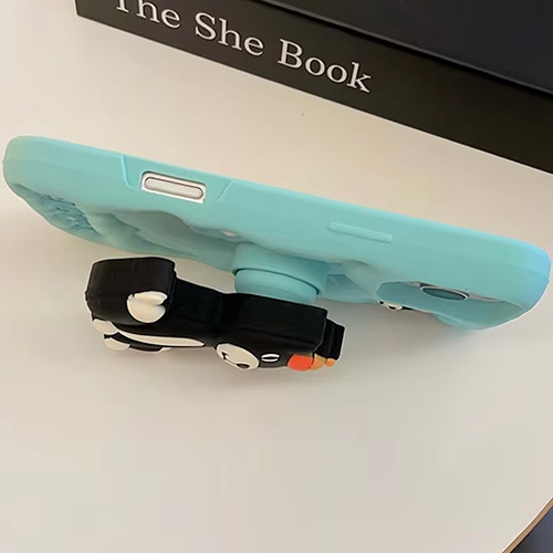 3D Jelly Cat Silicone Kickstand Case for iPhone 16 Pro