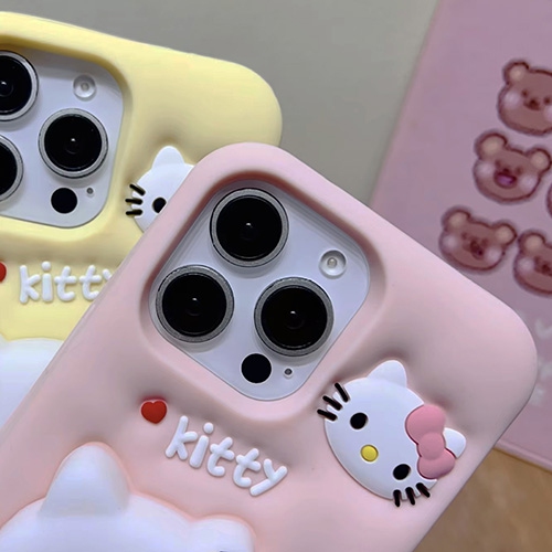 3D Leopard Print Cat Silicone Kickstand Case for iPhone 16 Pro