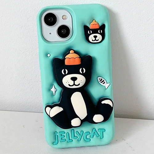 3D Jelly Cat Silicone Kickstand Case for iPhone 13