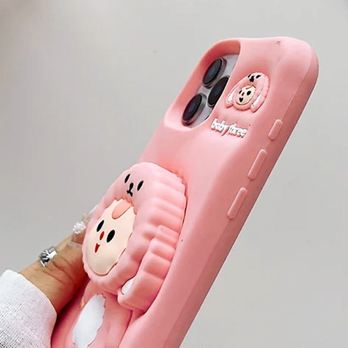 3D Cartoon Baby Silicone Kickstand Case for iPhone 16 Pro