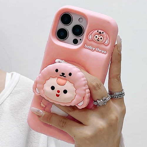 3D Cartoon Baby Silicone Kickstand Case for iPhone 16 Pro