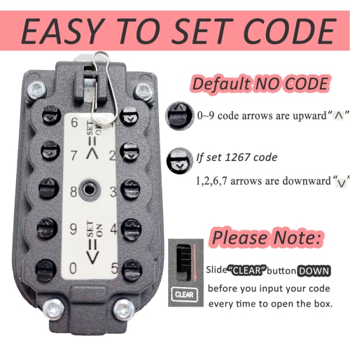 Boîte à clés avec code, coffre-fort pour clé extérieure convenant à une utilisation à la maison, à l'intérieur et à l'extérieur