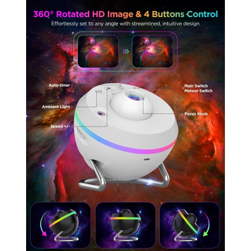 Galaxy Projector Lamp, Starry Sky Projector Atmosphere Lamp, Meteor Focus Night Light with 13 Film Slides, Suitable for Children's Birthday and