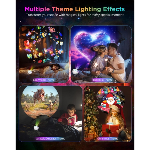 Galaxy Projector Lamp, Starry Sky Projector Atmosphere Lamp, Meteor Focus Night Light with 13 Film Slides, Suitable for Children's Birthday and