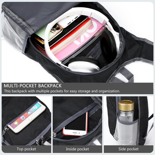 15L Lightweight Hiking Backpack, Foldable Small Travel Backpack, Packable Camping Backpack, Unisex, Suitable for Cycling and Sports