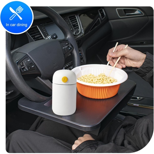 Car Steering Wheel Table, Dual-Purpose Car Food Travel Table, Multi-Function Car Accessories with Cup Holder, Durable Car Food Tray for Most Vehicles