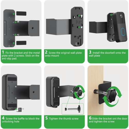 Support de sonnette antivol, support de porte sans perceuse pour sonnette vidéo de Blink, support de sonnette fixe d'appartement pour sonnette de