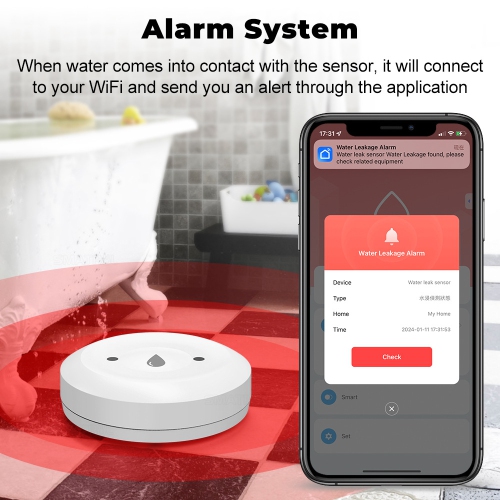 Zigbee Wireless Water Leak Detector,Smart WiFi Water Leak Sensor,APP Remote Control Water Leak Detector Alarm System for Kitchen Bathroom Basement