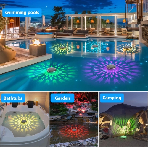2PCS Solar Floating Pool Lights,Float Swimming Pool Lights with Remote Control,Solar Pool Light for Bathroom Bathtub Pool Party