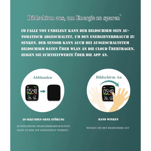 Moniteur de qualité de l'air&nbsp;: surveille CO₂, température, humidité, affichage LED, étalonnage automatique, Connexion Wi-Fi, chargement de type