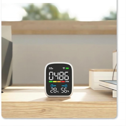Moniteur de qualité de l'air&nbsp;: surveille CO₂, température, humidité, affichage LED, étalonnage automatique, Connexion Wi-Fi, chargement de type