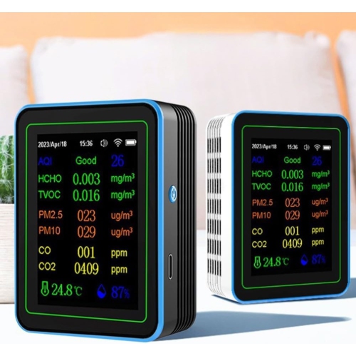 Smart 12-in-1 Air Quality Detector - Detects Formaldehyde, Carbon Dioxide, PM2.5, CO, TVOC, Wall-mounted Design, WiFi Connection, App Control, Type-C