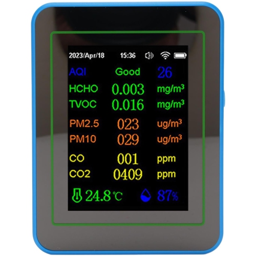 Smart 12-in-1 Air Quality Detector - Detects Formaldehyde, Carbon Dioxide, PM2.5, CO, TVOC, Wall-mounted Design, WiFi Connection, App Control, Type-C