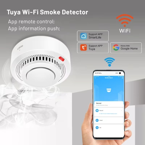 WiFi smoke detector, 85 decibel alarm, fire smart smoke detector, WiFi fireproof home security alarm, high sensitivity, detection range 20 square