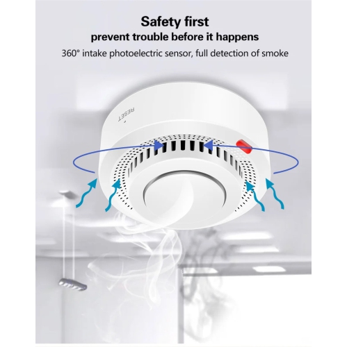 WiFi smoke detector, 85 decibel alarm, fire smart smoke detector, WiFi fireproof home security alarm, high sensitivity, detection range 20 square