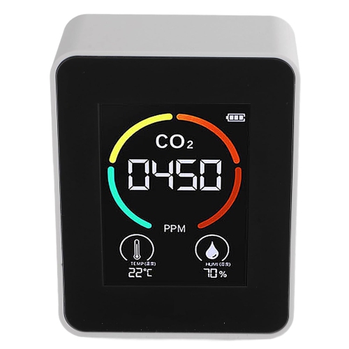 2.8" Large Mirror Screen Portable Air Quality Monitor - Detects CO2, Temperature & Humidity, Rechargeable 1200mAh Battery, Ideal for Home, Office,