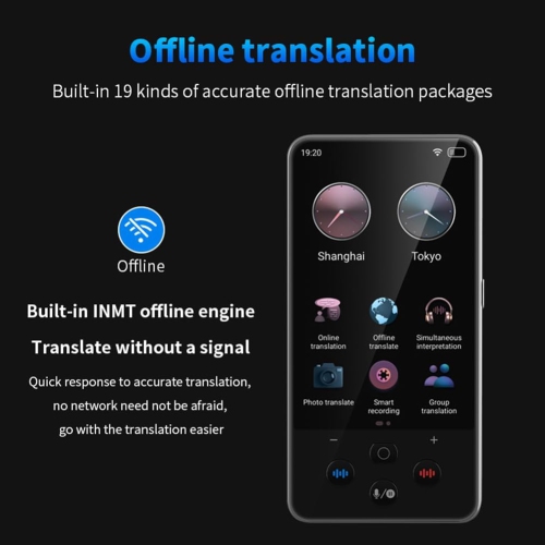 4.5-inch large screen smart translator, portable audio translator, supports 138 languages, 19 offline real-time chat