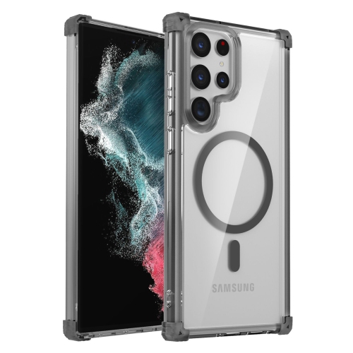 Transparent magnetic mobile phone case Samsung S24 Ultra cover four corners anti-fall protective cover, ultra-thin shockproof mobile phone case -