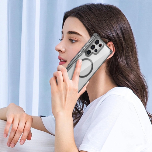 Transparent magnetic mobile phone case Samsung S25 Ultra cover four corners anti-drop S25 protective cover, ultra-thin shockproof mobile phone