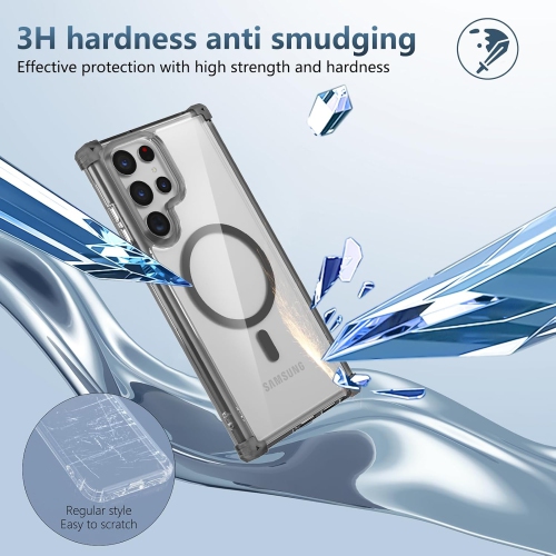 Transparent magnetic mobile phone case Samsung S25 Ultra cover four corners anti-drop protective cover, ultra-thin shockproof mobile phone protective