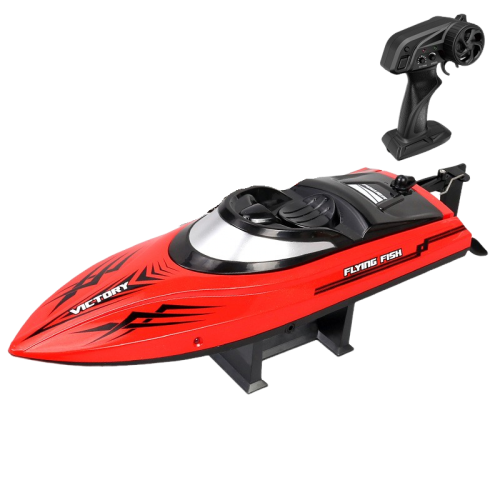 Bateau téléguidé, bateau-jouet aquatique, bateau-jouet de 2,4 GHz à commande rapide télécommandé avec lumière - rouge