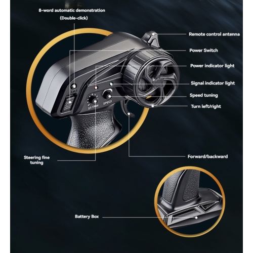 Bateau téléguidé, bateau-jouet aquatique, bateau-jouet de 2,4 GHz à commande rapide télécommandé avec lumière - rouge