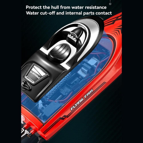 Bateau télécommandé, bateau-jouet aquatique, bateau-jouet de 2,4 GHz à commande rapide télécommandé haute vitesse avec lumière - jaune