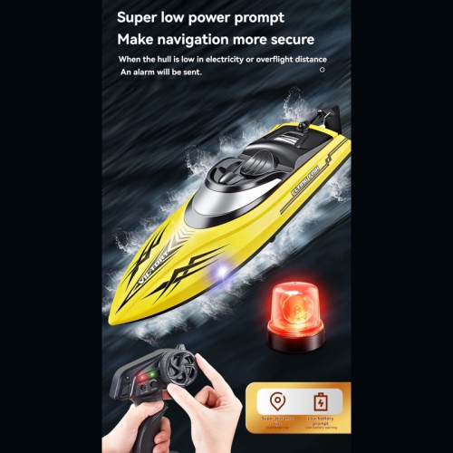 Bateau télécommandé, bateau-jouet aquatique, bateau-jouet de 2,4 GHz à commande rapide télécommandé haute vitesse avec lumière - jaune