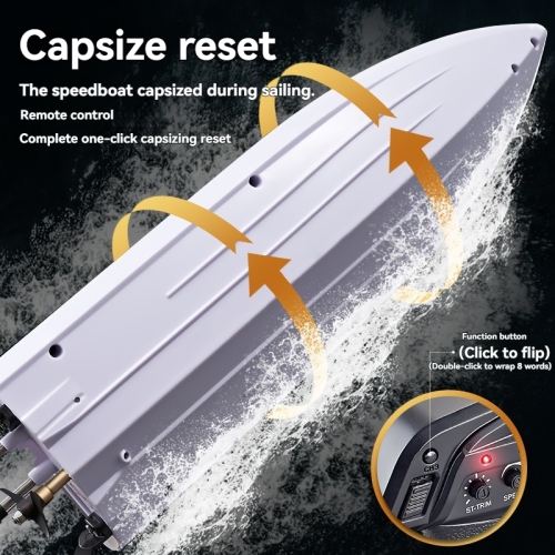 Smart remote-controlled speedboat, top speed 25KM | One-touch flip without jamming | Waterproof low-battery alarm | Colorful lights, night navigation