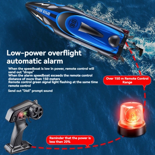 Smart remote-controlled speedboat, top speed 25KM | One-touch flip without jamming | Waterproof low-battery alarm | Colorful lights, night navigation