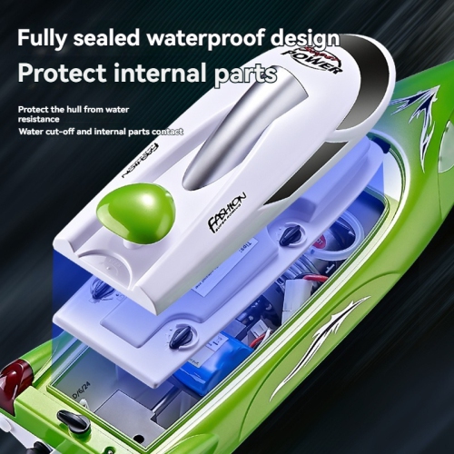 Remote control boat water toy sailing model yacht toy boat night navigation lights self-flip reset high-speed speedboat - green