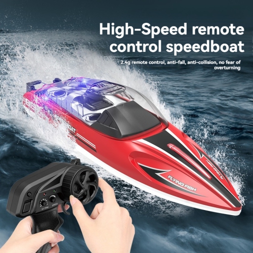 Remote control boat water toy sailing model yacht toy boat night navigation lights self-flip reset high-speed speedboat - red