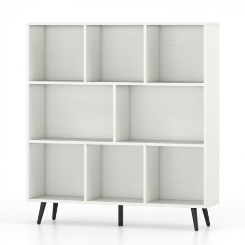 8-Cube Bookcase with 5 Tapered Metal Legs for Living Room or Office