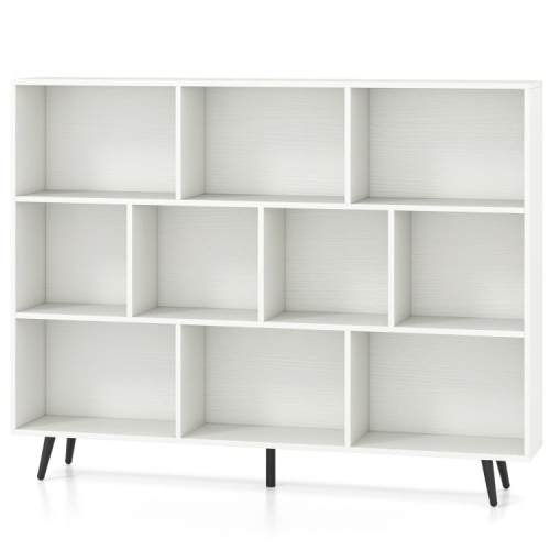SLICKBLUE  10-Cube Bookcase With 5 Tapered Metal Legs for Living Room Or Office